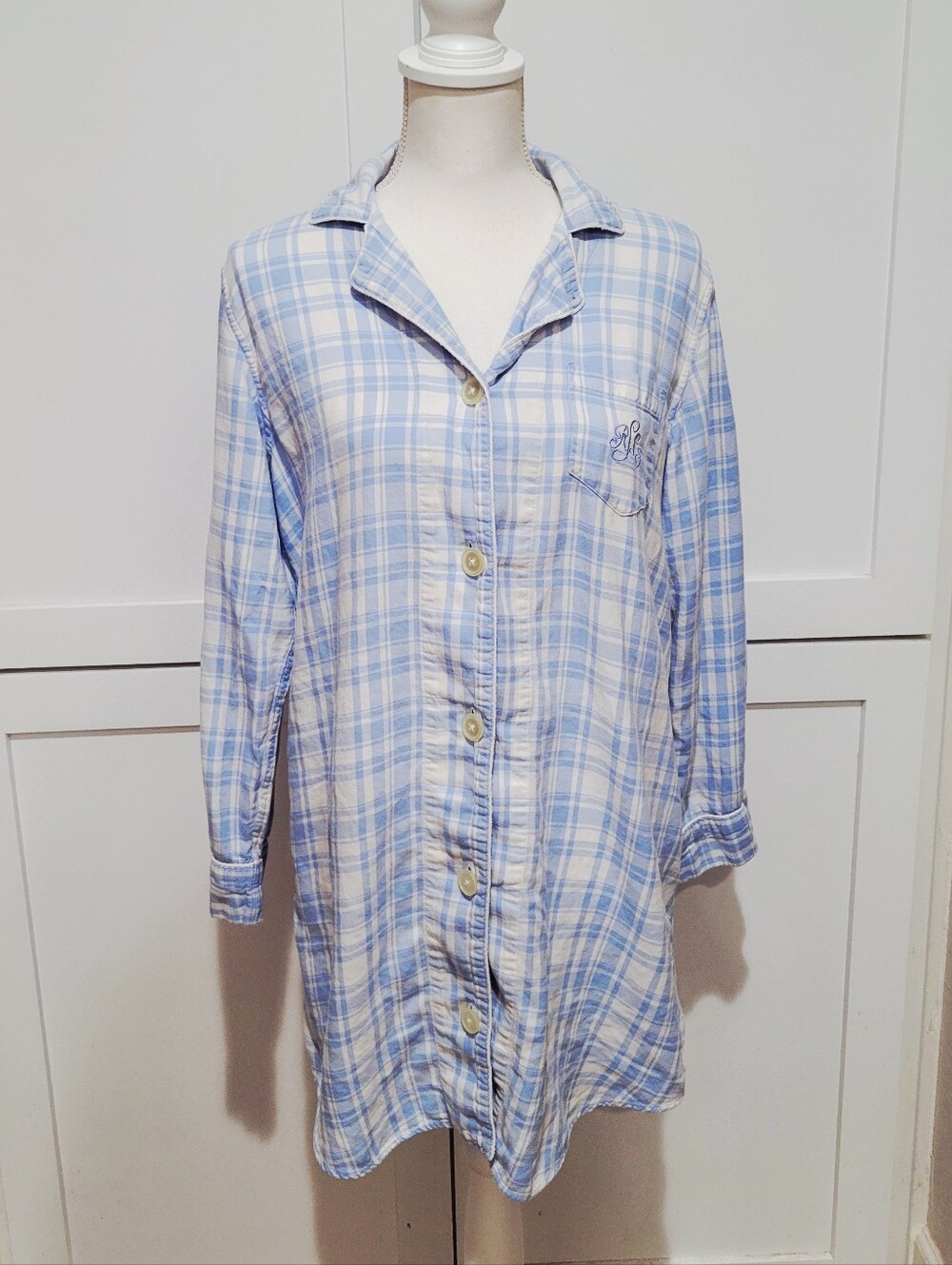 Ralph Lauren Light Blue and White Plaid Button-Down Shirt